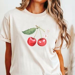 Cherry Shirt Comfort Colors® Cherry Tshirt Vintage Inspired Cherry Shirt, Cute Cherry Gift For Fruit Lovers, Retro Cherry Tee, Fruit Shirt