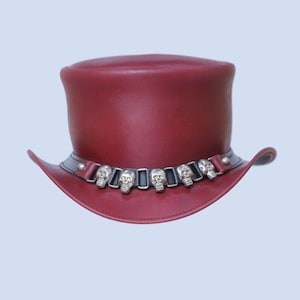 Leren hoed Handgemaakte lederen hoge hoed Steampunk hoge hoed Gotische lederen hoed Geschenken voor mannen, geschenken voor vrouwen