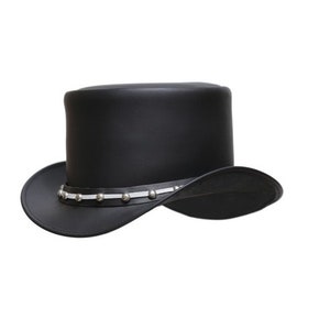 Handgemaakte lederen hoed lederen hoge hoed Steampunk hoge hoed gotische lederen hoed cadeaus voor mannen, cadeaus voor vrouwen