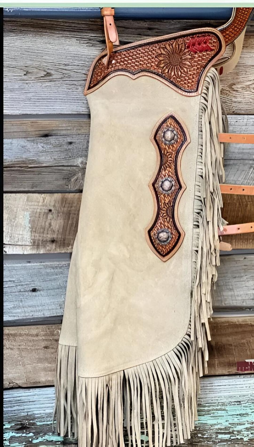 Carving Leather Chinks Chaps Hand Made Western Suede Chap Horse Riding ...