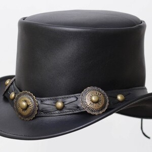 Leren hoed Handgemaakte lederen hoge hoed Steampunk hoge hoed Gotische lederen hoed Geschenken voor mannen, geschenken voor vrouwen