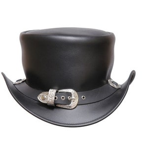 Handgemaakte lederen hoed lederen hoge hoed Steampunk hoge hoed gotische lederen hoed cadeaus voor mannen, cadeaus voor vrouwen