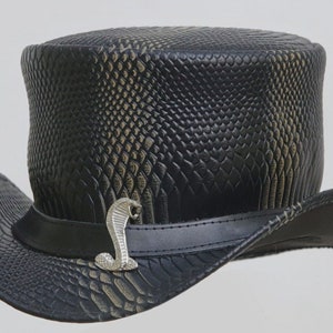Handgemaakte lederen hoed lederen hoge hoed Steampunk hoge hoed gotische lederen hoed cadeaus voor mannen, cadeaus voor vrouwen