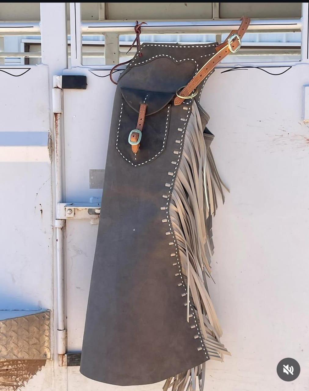 Hand Made Leather Chaps Crafts Western Suede Chap Horse Riding Fringes ...
