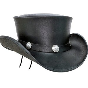 Handgemaakte lederen hoed lederen hoge hoed Steampunk hoge hoed gotische lederen hoed cadeaus voor mannen, cadeaus voor vrouwen