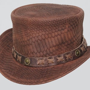 Handgemaakte lederen hoed lederen hoge hoed Steampunk hoge hoed gotische lederen hoed cadeaus voor mannen, cadeaus voor vrouwen