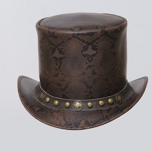 Handgemaakte lederen hoed lederen hoge hoed Steampunk hoge hoed gotische lederen hoed cadeaus voor mannen, cadeaus voor vrouwen