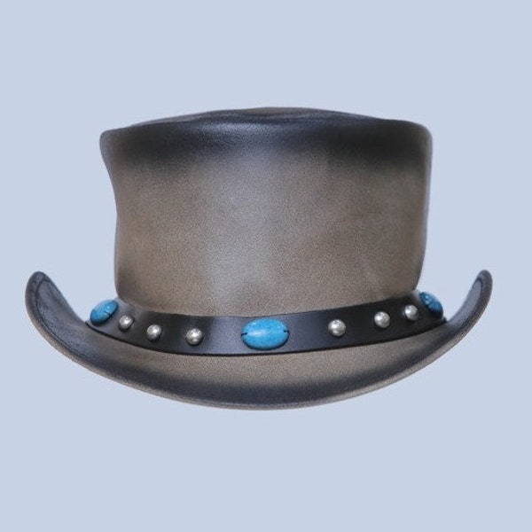 Leather Hat Hand Made Leather Top Hat Steampunk Top Hat Gothic Leather Hat Gifts For Men , Gifts For Women