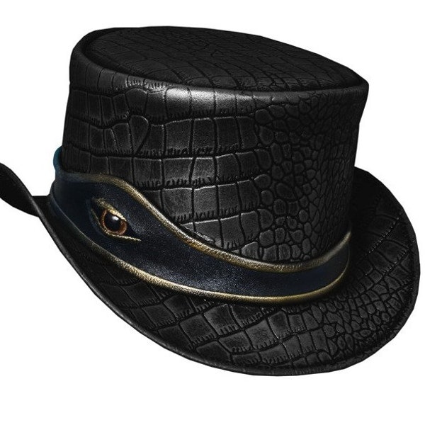 Leather Hat Hand Made Leather Top Hat Steampunk Top Hat Gothic Leather Hat Gifts For Men , Gifts For Women