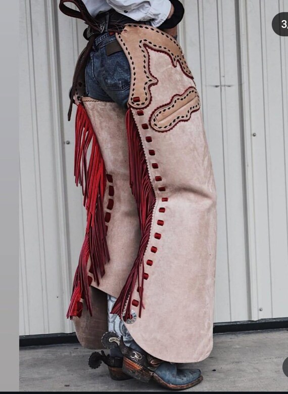 Chaps En Cuir Daim Fait Main - Pantalon Western équitation - Sur Mesure (précisez Taille)