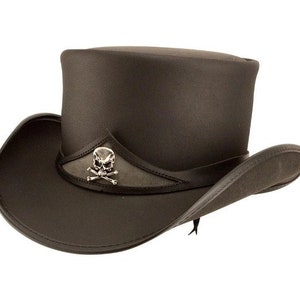 Handgemaakte leren hoed Leren hoge hoed Steampunk hoge hoed Gothic leren hoed Cadeaus voor mannen, cadeaus voor vrouwen