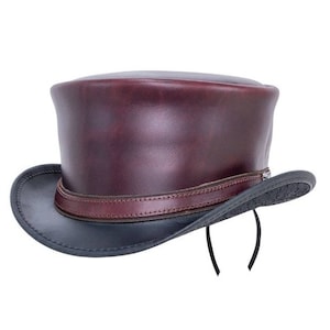 Handgemaakte lederen hoed lederen hoge hoed Steampunk hoge hoed gotische lederen hoed cadeaus voor mannen, cadeaus voor vrouwen