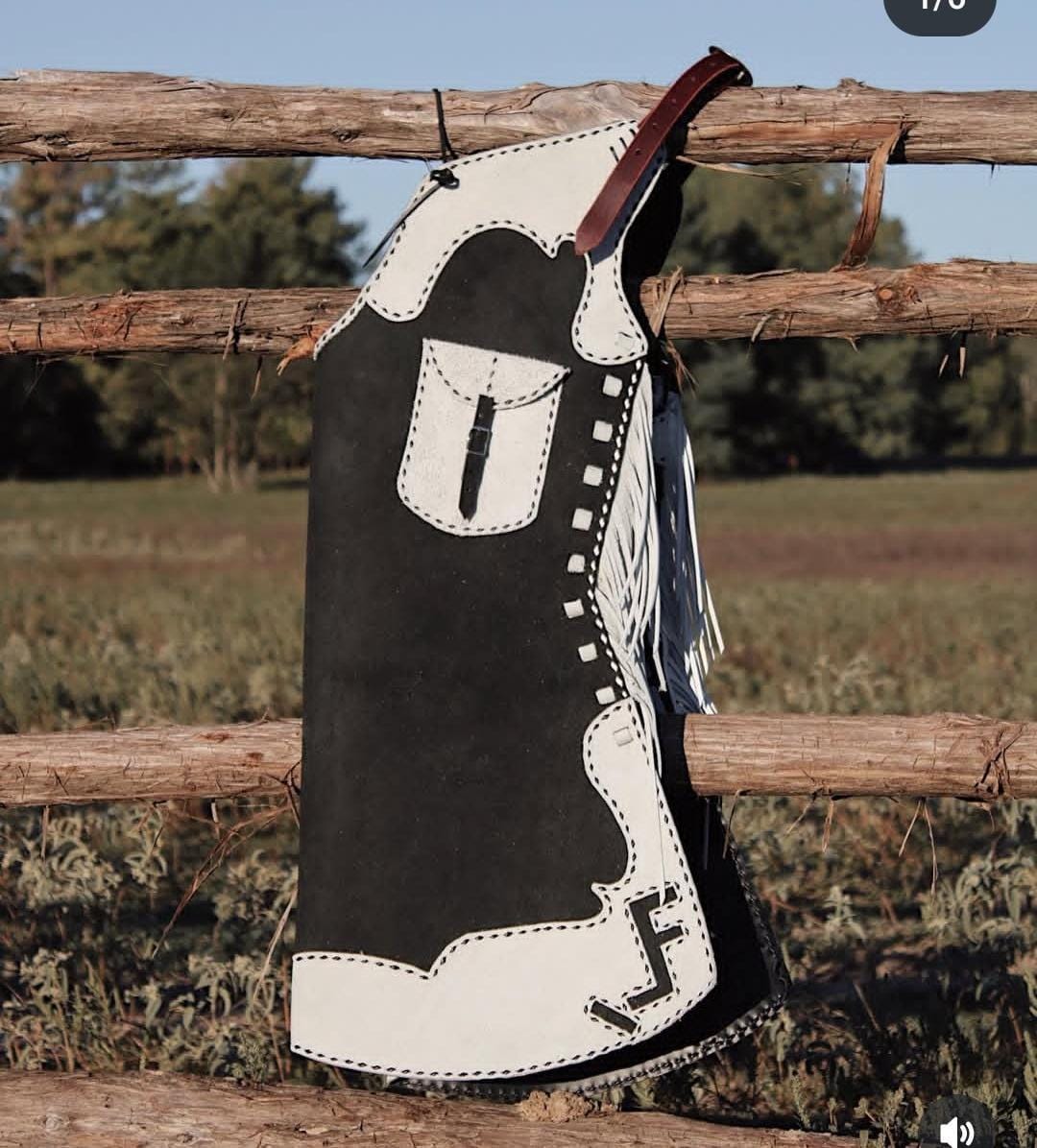 Hand Made Leather Chaps Crafts Western Suede Chap Horse Riding Fringes ...