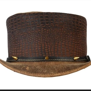 Handgemaakte lederen hoed lederen hoge hoed Steampunk hoge hoed gotische lederen hoed cadeaus voor mannen, cadeaus voor vrouwen