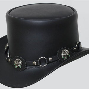 Leren hoed Handgemaakte lederen hoge hoed Steampunk hoge hoed Gotische lederen hoed Geschenken voor mannen, geschenken voor vrouwen