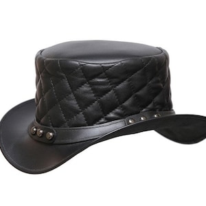 Leren hoed Handgemaakte lederen hoge hoed Steampunk hoge hoed Gotische lederen hoed Geschenken voor mannen, geschenken voor vrouwen