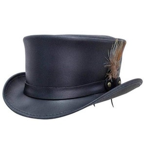 Handgemaakte leren hoed Leren hoge hoed Steampunk hoge hoed Gothic leren hoed Cadeaus voor mannen, cadeaus voor vrouwen