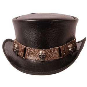 Handgemaakte leren hoed Leren hoge hoed Steampunk hoge hoed Gothic leren hoed Cadeaus voor mannen, cadeaus voor vrouwen