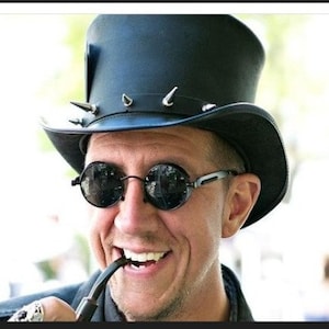 Leren hoed Handgemaakte leren hoge hoed Steampunk hoge hoed Gothic leren hoed Cadeaus voor mannen, cadeaus voor vrouwen