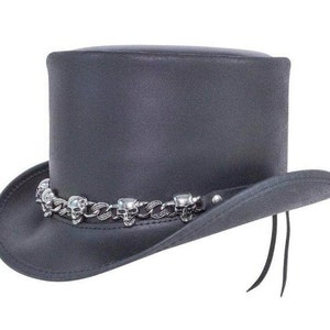 Handgemaakte lederen hoed lederen hoge hoed Steampunk hoge hoed gotische lederen hoed cadeaus voor mannen, cadeaus voor vrouwen