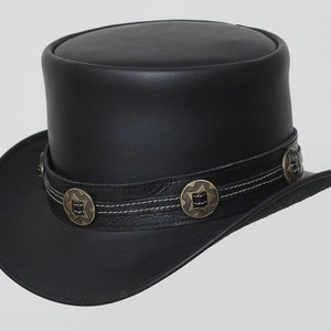 Handgemaakte lederen hoed lederen hoge hoed Steampunk hoge hoed gotische lederen hoed cadeaus voor mannen, cadeaus voor vrouwen