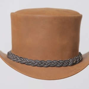 Handgemaakte lederen hoed lederen hoge hoed Steampunk hoge hoed gotische lederen hoed cadeaus voor mannen, cadeaus voor vrouwen