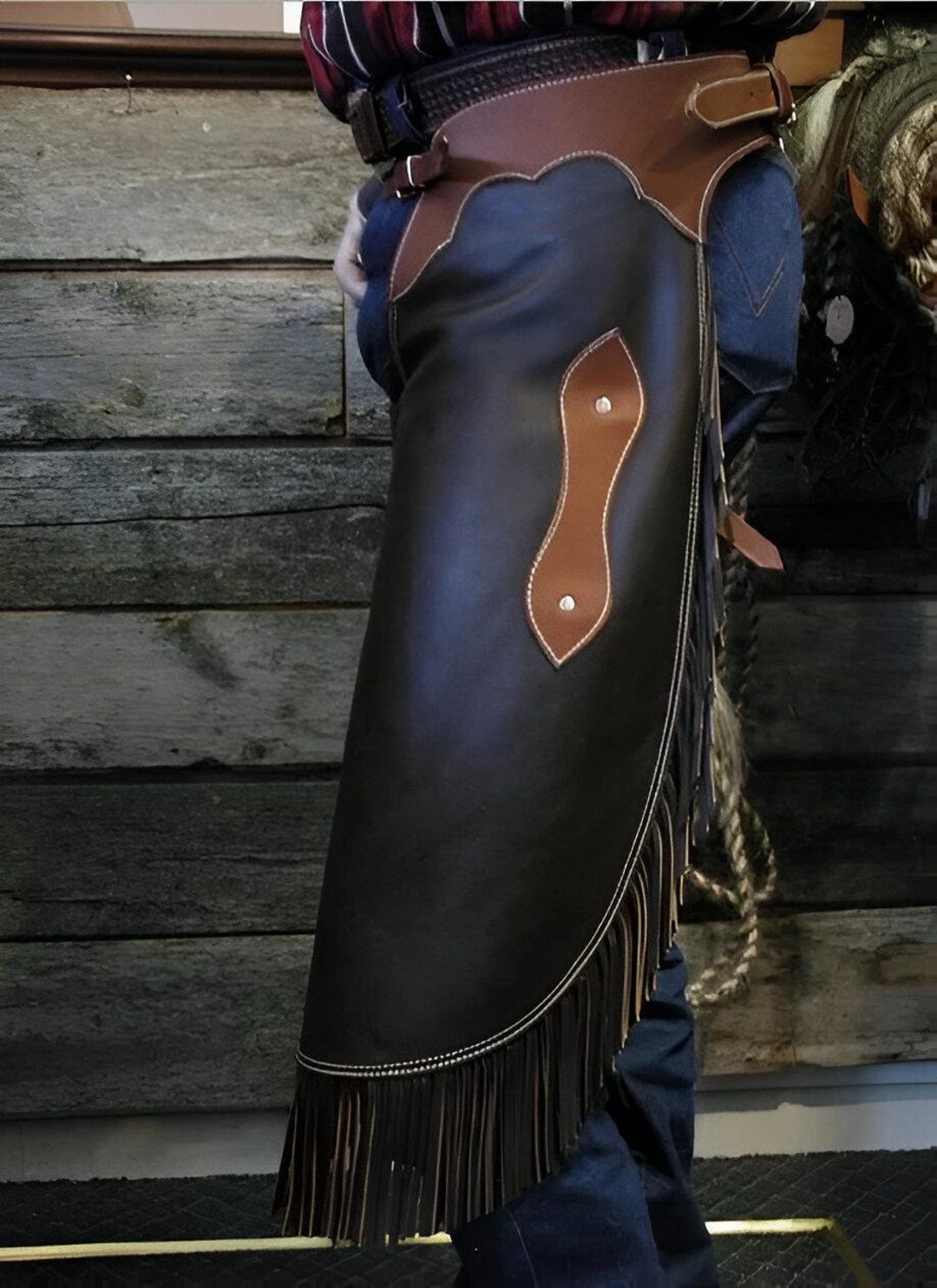 Leather Short Chaps Hand Made Western Tan Reddish Chap Horse Riding ...