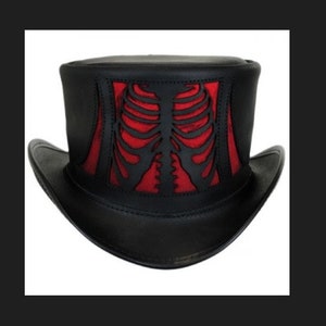 Handgemaakte lederen hoed lederen hoge hoed Steampunk hoge hoed gotische lederen hoed cadeaus voor mannen, cadeaus voor vrouwen