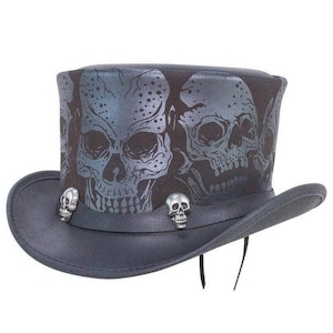 Handgemaakte lederen hoed lederen hoge hoed Steampunk hoge hoed gotische lederen hoed cadeaus voor mannen, cadeaus voor vrouwen