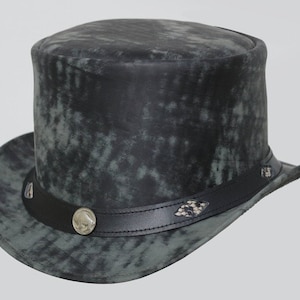 Leren hoed Handgemaakte lederen hoge hoed Steampunk hoge hoed Gotische lederen hoed Geschenken voor mannen, geschenken voor vrouwen