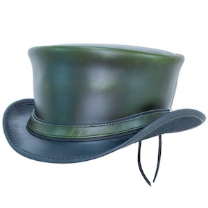 Leren hoed Handgemaakte leren hoge hoed Steampunk hoge hoed Gothic leren hoed Cadeaus voor mannen, cadeaus voor vrouwen