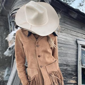Veste en cuir à franges pour femme, veste en cuir suédée, veste en cuir de cow-girl pour dames de style vintage occidental, veste western - cadeaux pour elle