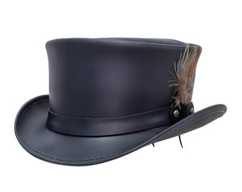 Hand Made Leather Hat Leather Top Hat Steampunk Top Hat Gothic Leather Hat Gifts For Men , Gifts For Women