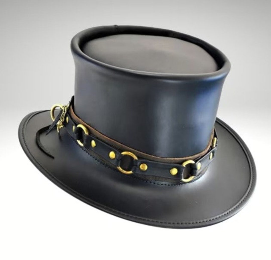 leather-hat-hand-made-leather-top-hat-steampunk-top-hat-gothic-leather