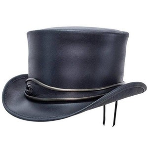Leren hoed Handgemaakte lederen hoge hoed Steampunk hoge hoed Gotische lederen hoed Geschenken voor mannen, geschenken voor vrouwen