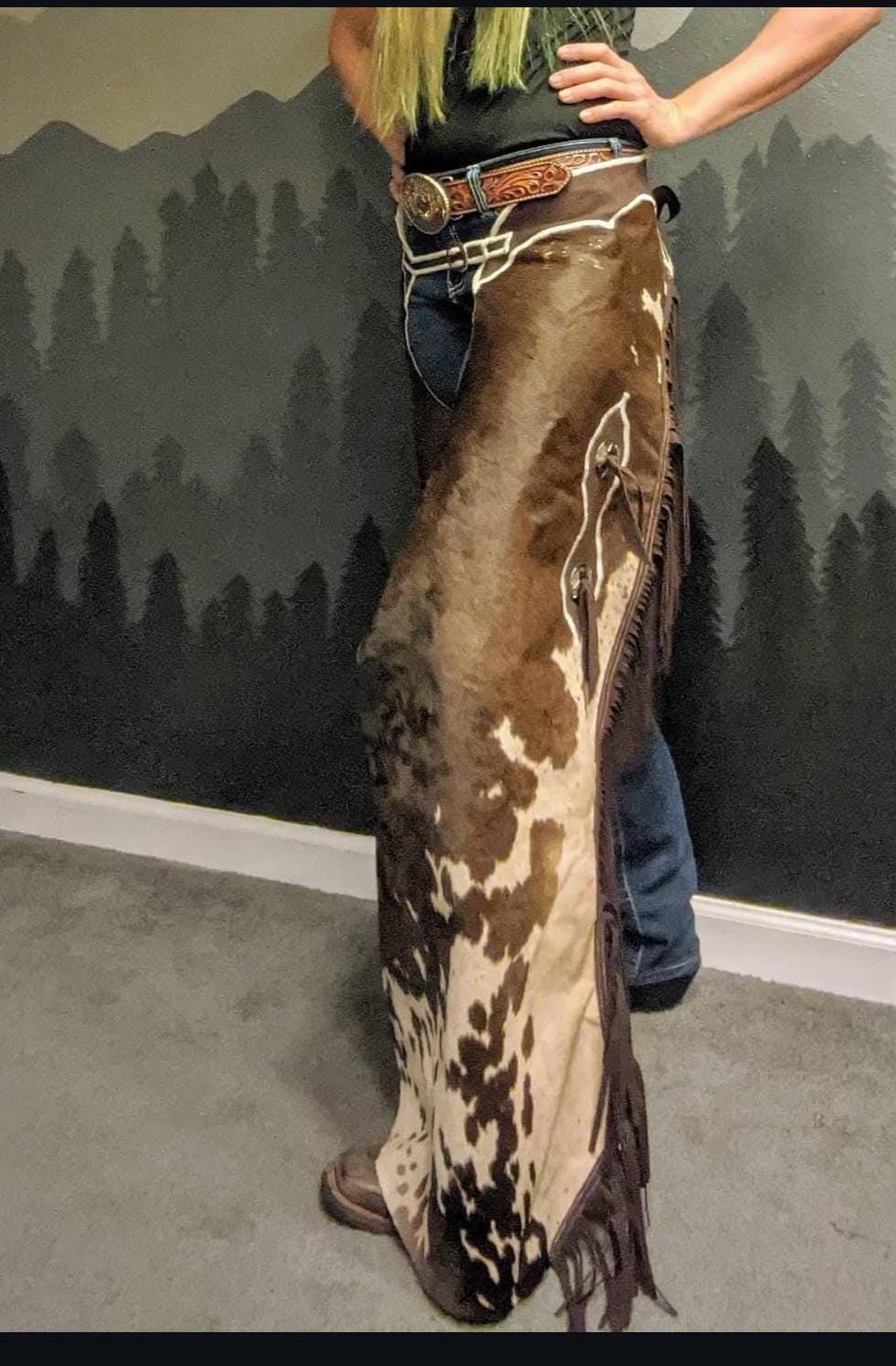 Natural Leather Chaps Hand Made Western Chap Cowgirl Fringes Pants Cowhide Cowboy Costume Equestrian Chap Gifts For Men Gifts For Women
