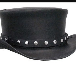 Leren hoed Handgemaakte lederen hoge hoed Steampunk hoge hoed Gotische lederen hoed Geschenken voor mannen, geschenken voor vrouwen