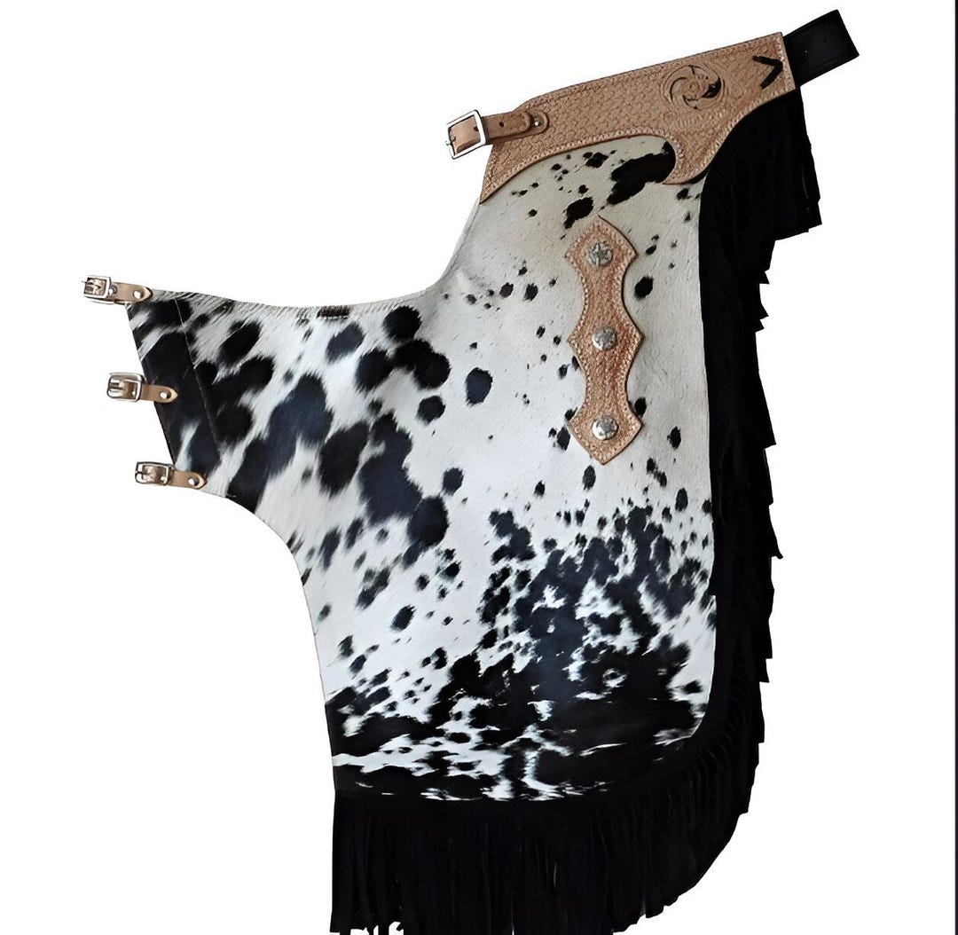 Cowhide Rodeo Chaps Natural Leather Chaps Hair on Western Chap Cowgirl Fringes Pants ...