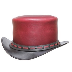 Leren hoed Handgemaakte lederen hoge hoed Steampunk hoge hoed Gotische lederen hoed Geschenken voor mannen, geschenken voor vrouwen