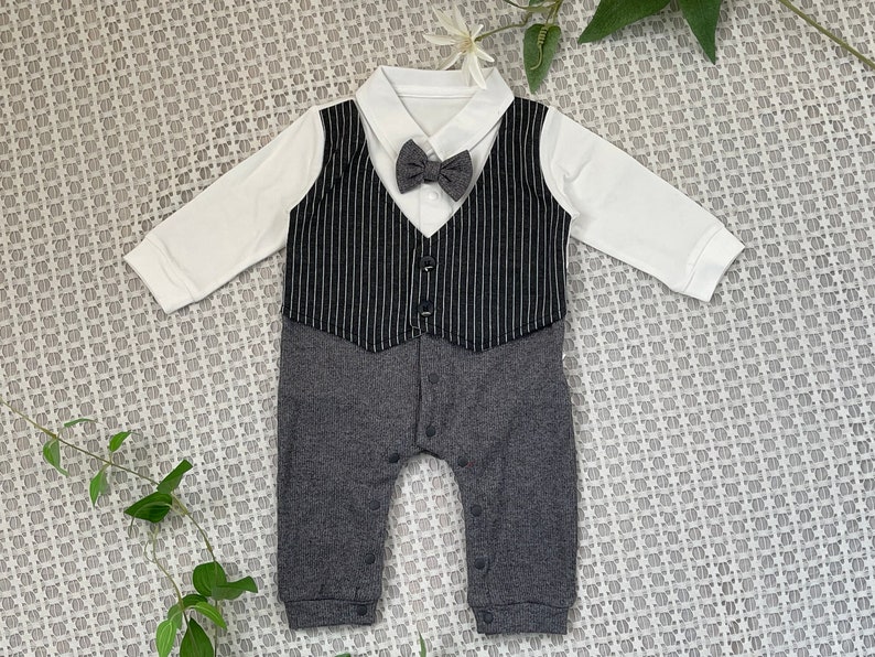 Baby Boy Tuxedo One Piece Suit Overall /baby Party /wedding Suit/boy ...