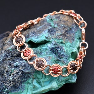 Copper Bullseye Beaded Chainmaille Bracelet image 1