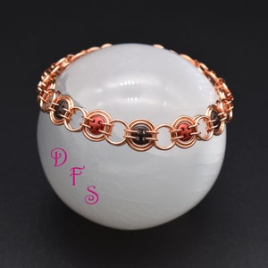 Copper Bullseye Beaded Chainmaille Bracelet image 6