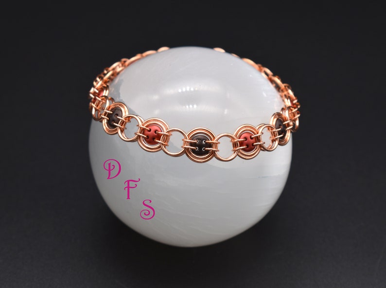 Copper Bullseye Beaded Chainmaille Bracelet image 6