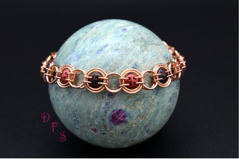 Copper Bullseye Beaded Chainmaille Bracelet image 5