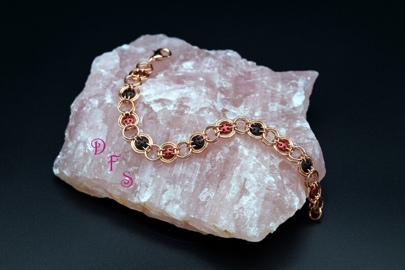 Copper Bullseye Beaded Chainmaille Bracelet image 4