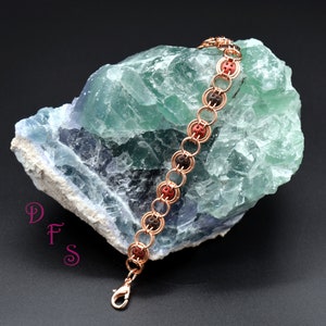 Copper Bullseye Beaded Chainmaille Bracelet image 3