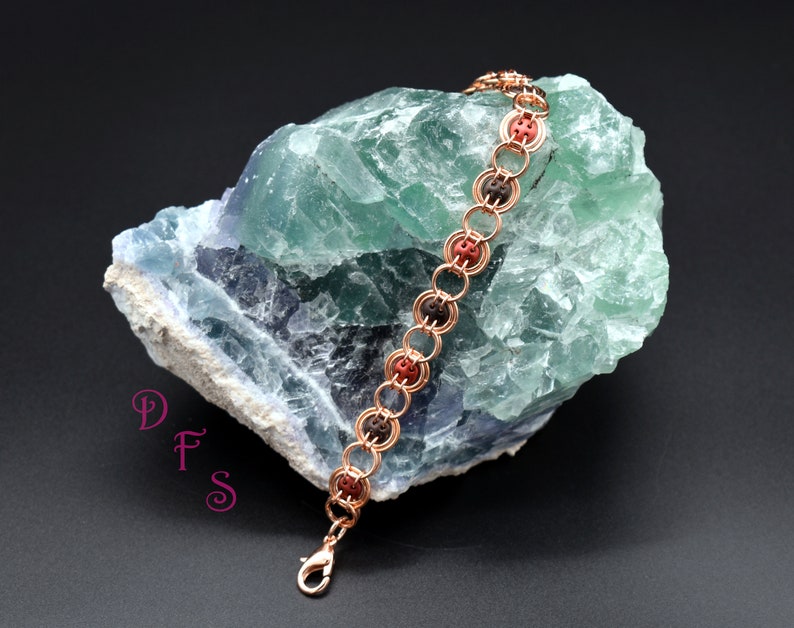 Copper Bullseye Beaded Chainmaille Bracelet image 3