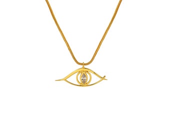 Gold Layering Necklace| Eye Necklace | Evil Eye Necklace | Gold Eye Necklace | 18K Gold | Eye Charm Necklace | Minimalist Layered Necklace