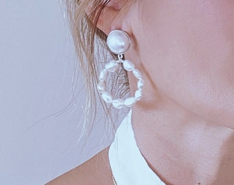 Pearl Earrings //  Sterling Silver // Hoop Earrings // Jewelry Trends 2022 //  Eco Friendly Designs // Best Gifts For Her