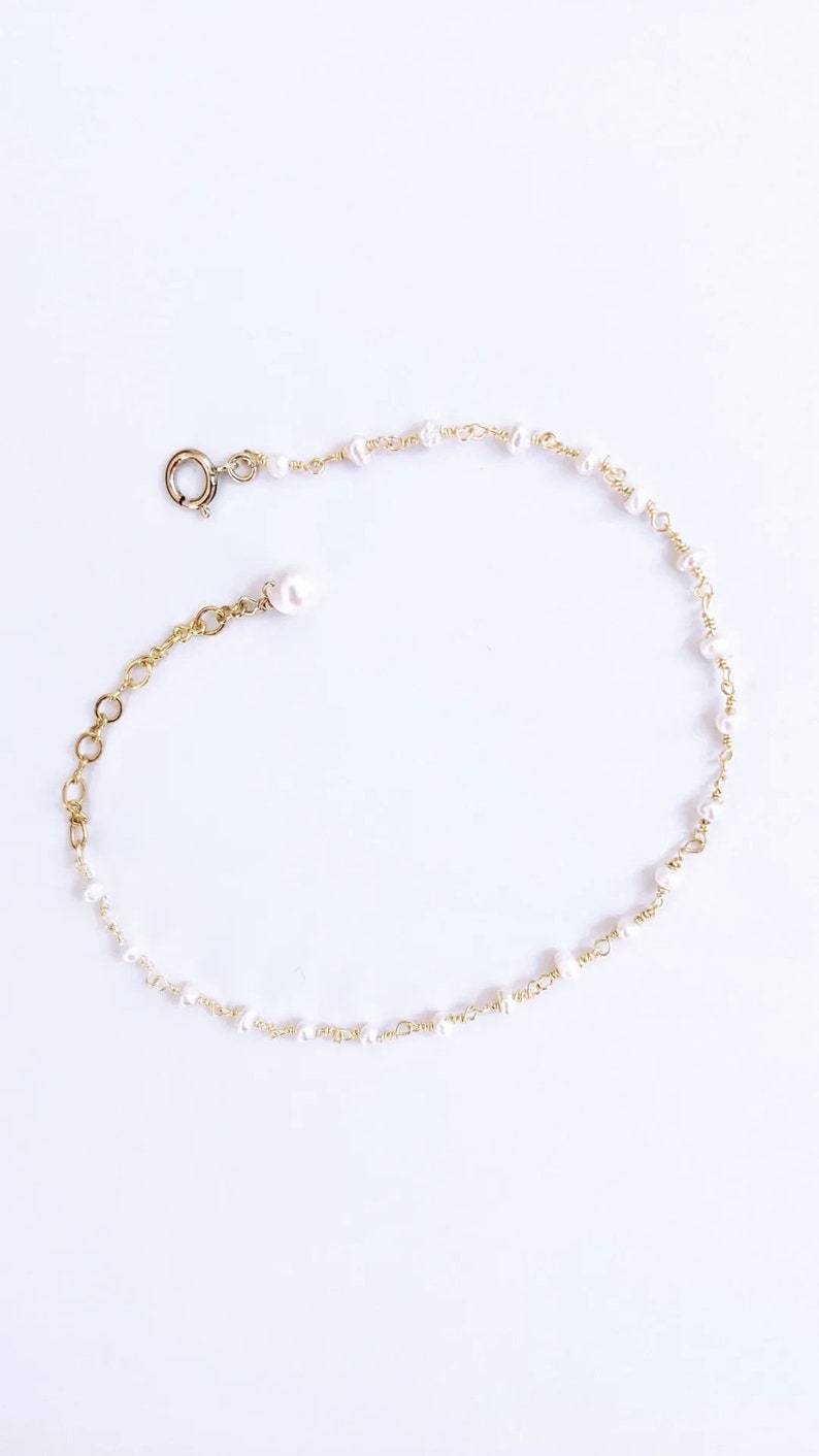 Pearl Bracelet // Dainty Pearl Bracelet // Bridal Pearl Bracelet // Best Gifts For Her // June's birthstone: pearl image 3